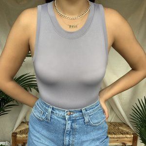 SILVER GREY SLEEVELESS BODYSUIT